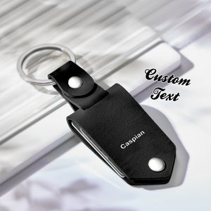 Personalized Leather Photo Keychain Custom Engraved Text Commemorative Keychain Anniversary Gifts - NameNecklace