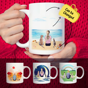 Personalised Cat Dog and Owner Coffee Mugs