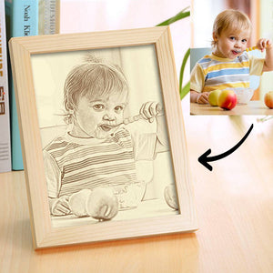 Creative Baby's Wooden Custom Photo Frame Home Decoration Sketch Effect 5 Inches