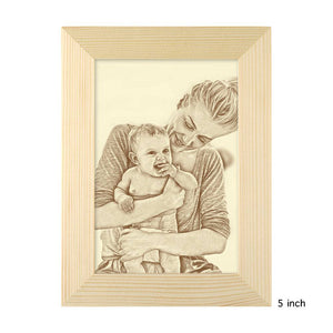 Creative Family Gifts Wooden Custom Photo Frame Home Decoration Sketch Effect 5 Inches