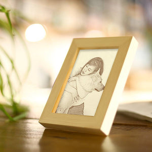 Creative Cute Pet Gifts Wooden Custom Photo Frame Home Decoration Sketch Effect 5 Inches