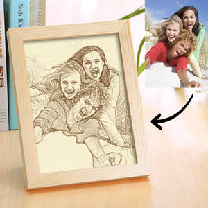 Creative Friend Gifts Wooden Custom Photo Frame Home Decoration Sketch Effect 5 Inches