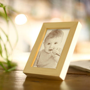Baby's Personalised Photo Frame Wooden Sketch Effect 8 Inches Home Decoration