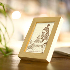 Personalised Cute Pet Photo Frame Wooden Sketch Effect 8 Inches Home Decoration
