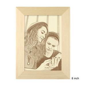 Personalised Friend Photo Frame Wooden Sketch Effect 8 Inches Home Decoration