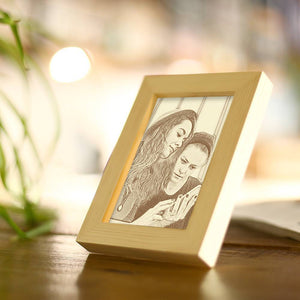 Personalised Friend Photo Frame Wooden Sketch Effect 8 Inches Home Decoration