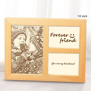 Personalised Photo Engraved Frame Home Decoration Wooden Sketch Effect 10 Inches For Friend