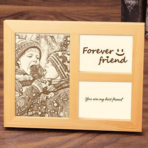 Personalised Photo Engraved Frame Home Decoration Wooden Sketch Effect 10 Inches For Friend