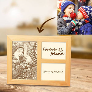 Personalised Photo Engraved Frame Home Decoration Wooden Sketch Effect 10 Inches For Friend