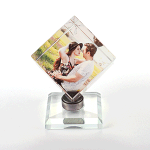 Custom Crystal Photo Frame Rubic's Cube Keepsake Gift 50mm