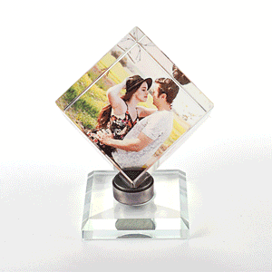 Custom Crystal Photo Frame Rubic's Cube Keepsake Gift 60mm