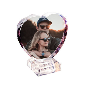 Custom Crystal Photo Frame Heart-shaped Illuminate Keepsake Gift