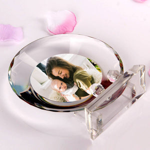 Custom Crystal Photo Frame Round-shaped Keepsake Gift