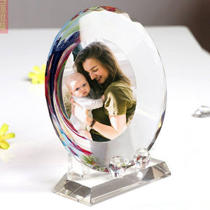Custom Crystal Photo Frame Round-shaped Keepsake Gift