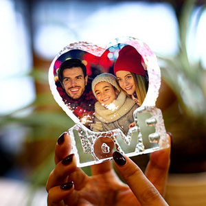 Custom Crystal Photo Frame 100mm Heart-shaped with Love Keepsake Gift