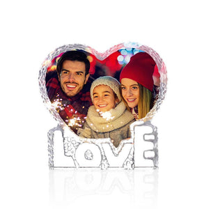 Custom Crystal Photo Frame 100mm Heart-shaped with Love Keepsake Gift
