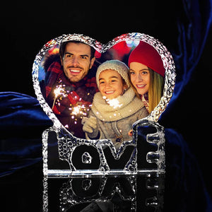 Custom Crystal Photo Frame 145mm Heart-shaped with Love Keepsake Gift