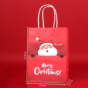 Christmas Gift Paper Bag with Handles for Christmas Eve Party Supplies