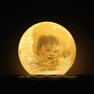 Personalised Creative 3D Print photo Moon Lamp, Engraved Lamp, Gift For Baby - Touch Two Colors