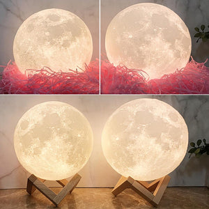 Personalised Creative 3D Print photo Moon Lamp, Engraved Lamp, Gift For Mum - Touch Two Colors