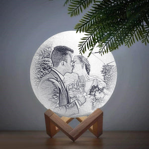 Personalised Lover Creative 3D Print photo Moon Lamp, Engraved Lamp - Touch Two Colors