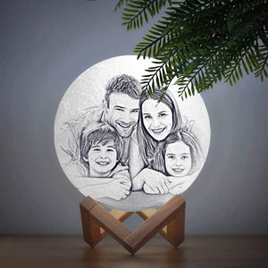 3D Printing Moon Light Photo Engraved, Memorial Gift - Touch Two Colors 10-20cm