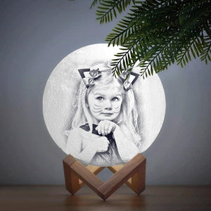 Custom Photo Engraved 3D Printing Moon Lamp, Creative Idea For Baby - Tap Three Colors