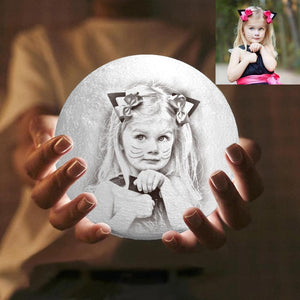 Custom Photo Engraved 3D Printing Moon Lamp, Creative Idea For Baby - Tap Three Colors