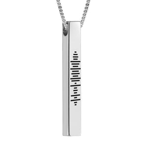 Music Code Necklace Custom 3D Engraved Vertical Bar Necklace Stainless Steel