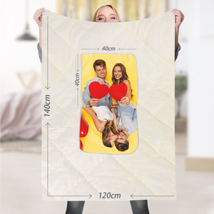 Custom Couple Photo Quillow - Multifunctional Throw Pillow and Quilt 2 in 1 - 47.25"x55.10"