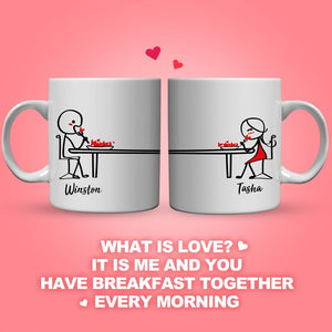 Personalised Name Couple Mug Set - Loving breakfast time