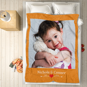 Cute Baby Personalised Fleece Photo Blanket with Text