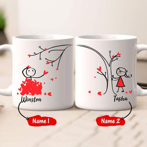 Couple Mug For I Love The Feel You Shower Me With Kisses And Hearts (Print Both Sides)